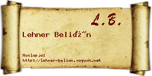 Lehner Belián névjegykártya
